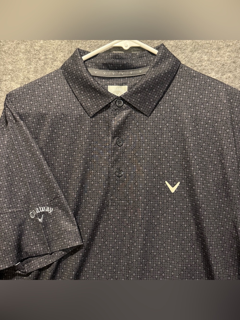 Callaway Polo Golf Shirt Mens M Black Printed Performance Opti Dri NEW